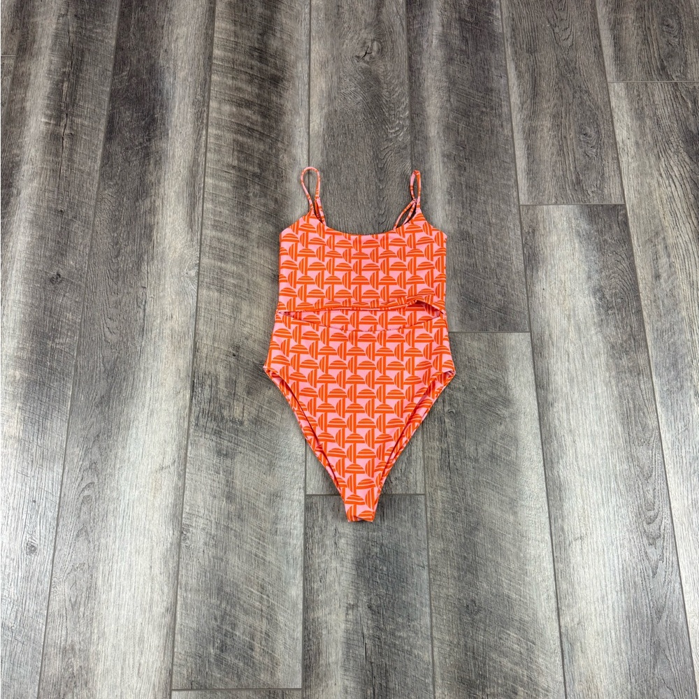 Skatie Orange Print One Piece Swimsuit